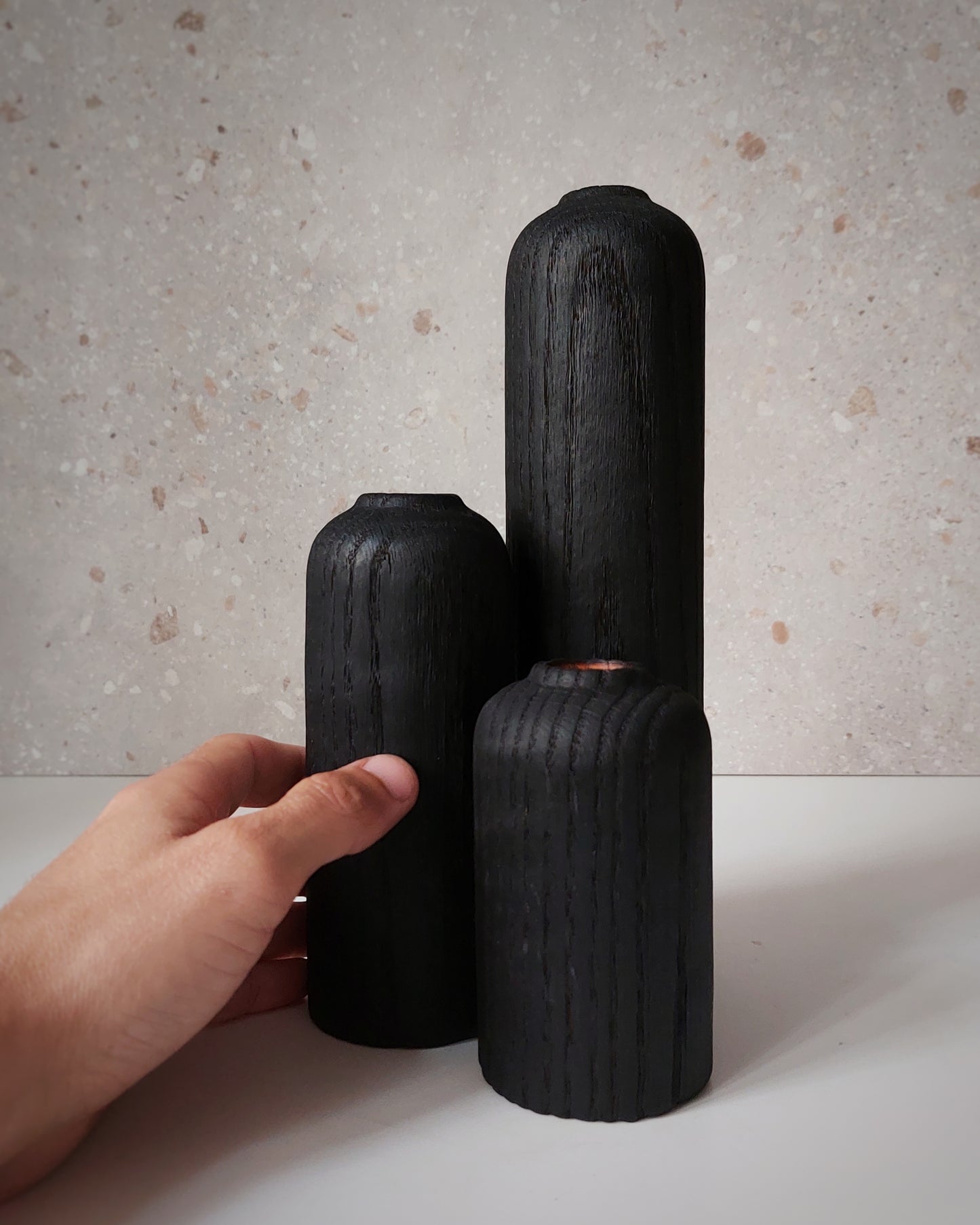 B40 European Oak Wood Vase Set