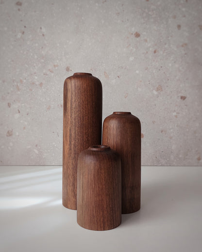 B41 Set of Iberian Walnut Wood Vases