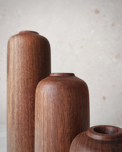 B41 Set of Iberian Walnut Wood Vases