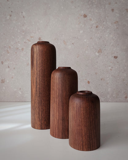 B41 Set of Iberian Walnut Wood Vases