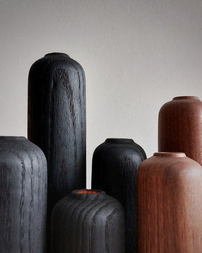 B41 Set of Iberian Walnut Wood Vases