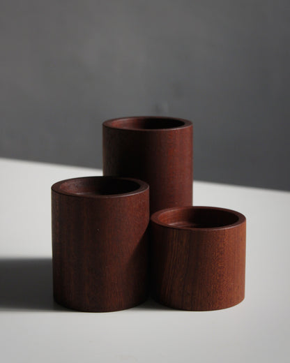 P03 Sapele Candle Holder Set