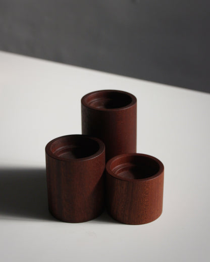 P03 Sapele Candle Holder Set