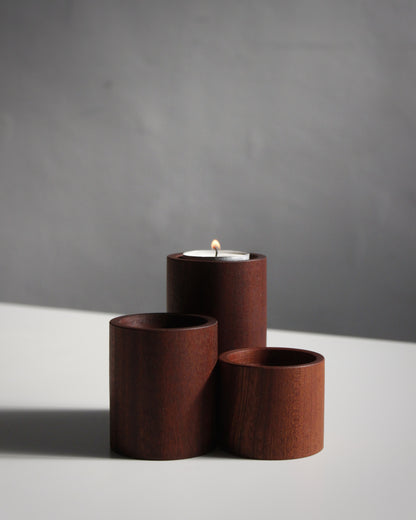 P03 Sapele Candle Holder Set